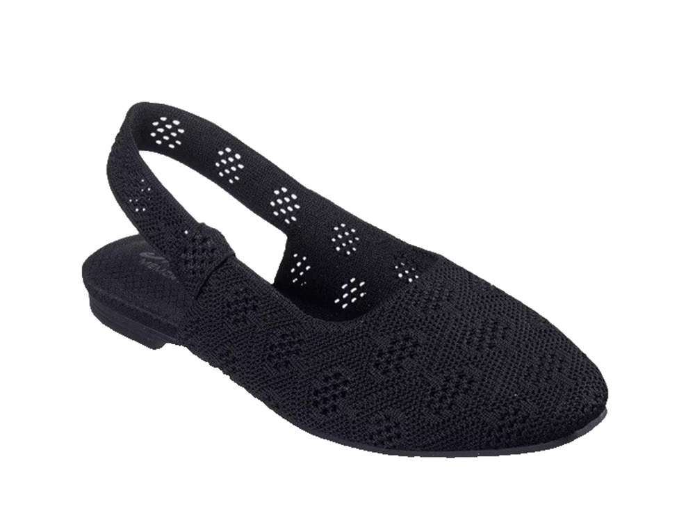 Skechers Womans Black Flats Slingback Crochet Knit Cleo Snip Sweet Time 9 M